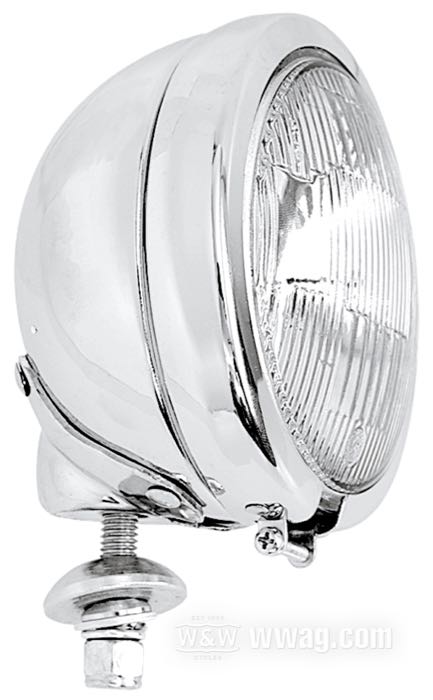 Corps de phare additionnel »Sphere Style«; adaptable à tous les modéles 1962→; acier, chromé; longueur: 56 mm; Ø 122 mm; pour optique (Ø): 4-1/2”; sans optique; remplace OEM HD 68652-64B; poids brut: 400 g