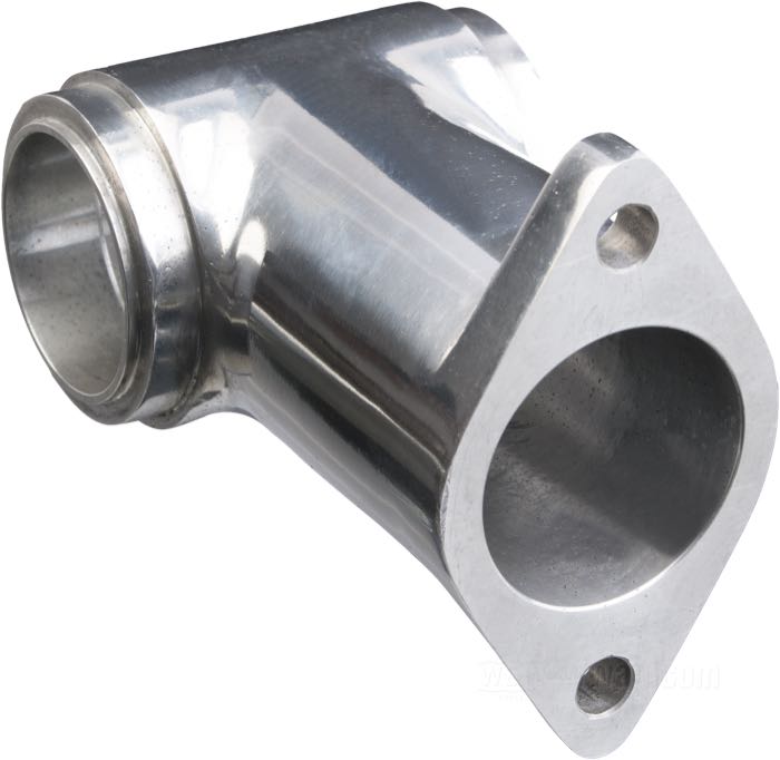 Colector de admisión; apropiado para Big Twin 1955-1964; aluminio, pulido, distancia taladros de montaje del carburador: 70 mm; largo: 12 cm; Ø 42.5 mm; para Carburadores Tillotson/Bendix/Keihin (salvo CV); peso bruto: 450 g