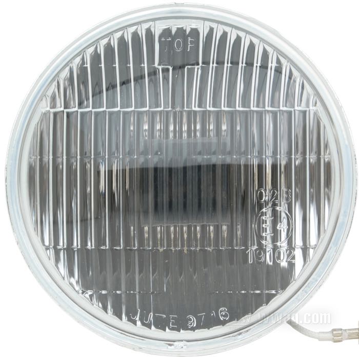 Spotlight insert; fog light; steel / glass, fluted / thick; Ø 4-1/2”; bulb type: H3; 12 V; 55 W; socket: PK22s; with 12 V bulb; replaces OEM HD 68674-69; E12 approved; gross weight: 310 g