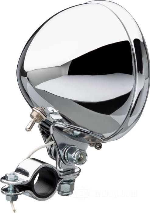 Faretto completo »Bullet Style«; atto per Big Twin late 1949-1961; acciaio, cromato; lunghezza: 90 mm; Ø 125 mm; per parabola (Ø): 4-1/2”; tipo di lampadina: speciale fil. singolo; 12 V; 35 W; basetta: P30S/2517; focalizzato; con lampadina 6 V; con inserto faro; con blocchetto di montaggio; rimpiazza OEM HD 68649-64; peso lordo: 730 g