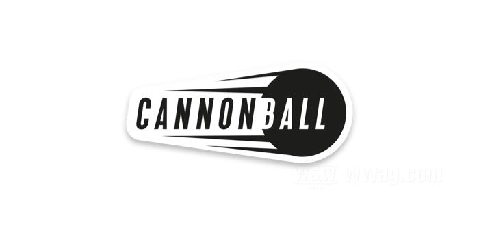 Adhesivo »Cannonball« de Cannonball; vinilo, blanco / negro; ancho x alto: 90 x 43 mm; peso bruto: 1 g