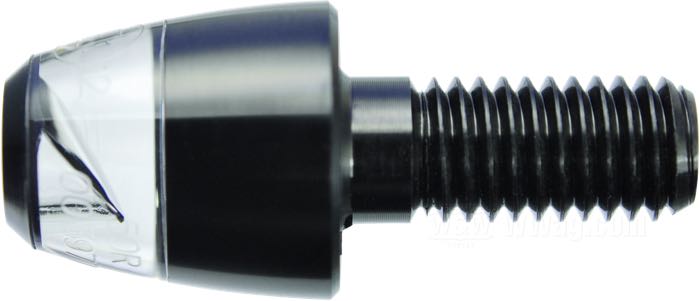 Clignotant »mo.blaze Pin« de motogadget; aluminium / verre acrylique, anodisé noir; Ø 18 mm; type ampoule: LED; cabochon: clair; filetage: M8; 12 V; 3 W; position: avant et arrière; avec deux câbles 99 cm et ecrou; homologué E1; Allemagne; poids brut: 40 g