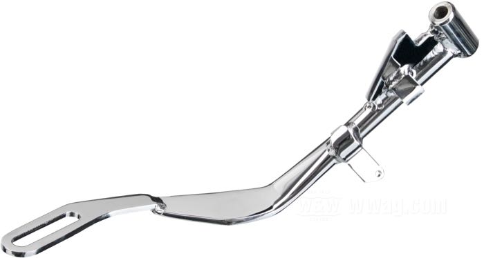 Caballete »extremo plano«; apropiado para Sportster 2012-2020, salvo 883R; acero, cromado, standard length; Longitud según el dibujo: 15 cm; reemplaza OEM HD 50000025BHP; peso bruto: 691 g