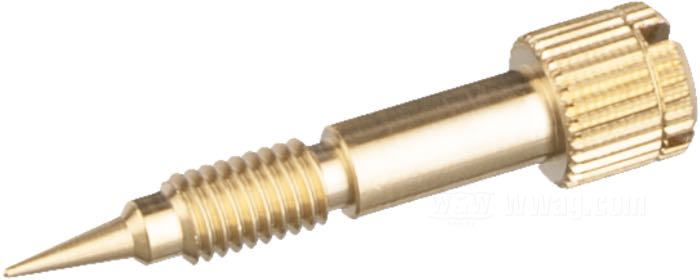 Leerlaufgemischschraube von S&S; für S&S Super E und G Vergaser; Messing, mit O-Ring Nut; HINWEIS: passt nicht in E/G Vergaser mit O-ringloser Gemischschraube; Bruttogewicht: 7 g