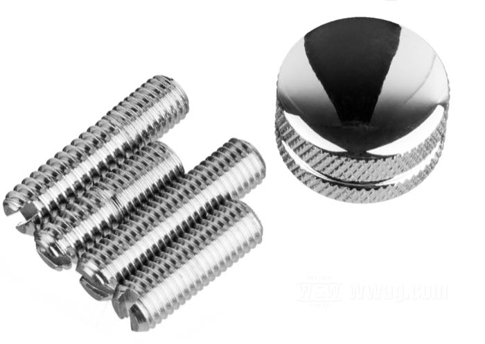Vis fixation de selle; adaptable à pour modèles 1972→; aluminium, moleté / poli; filetage: 1/4”-20 / 1/4”-28; poids brut: 29 g