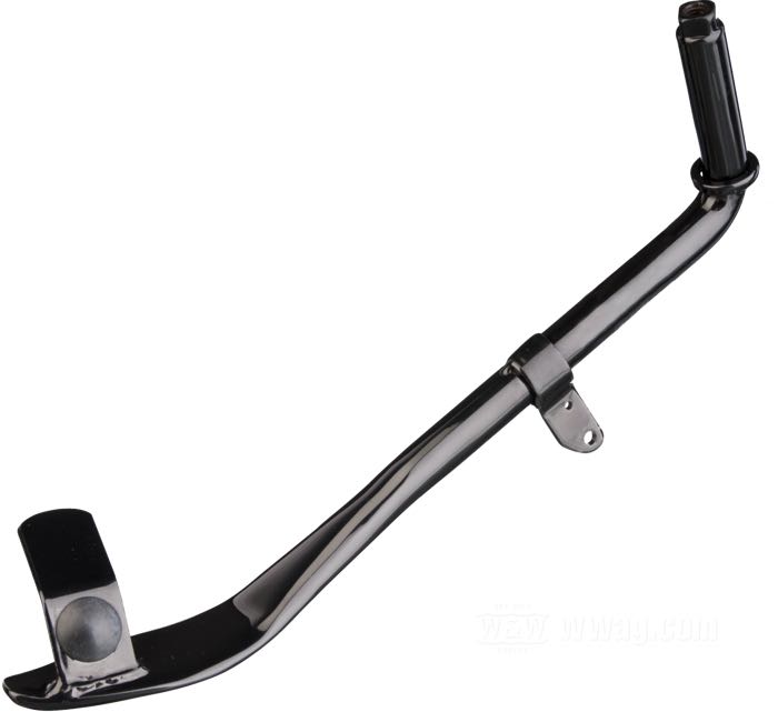 Seitenständerarm »flaches Ende«; passend für Softail 1989-2006; Stahl, schwarz, kunststoffbeschichtet, 1” kürzer; Länge gemäß Zeichnung: 24 cm; Bruttogewicht: 715 g