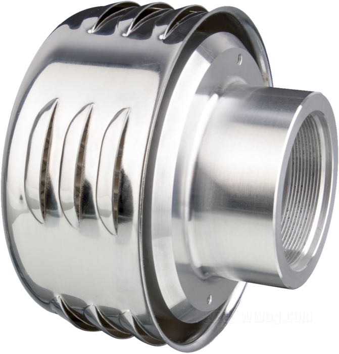 Filtro de aire »Hot Rod« de VIP - Vintage Iron Parts; para carburadores Dell’Orto 38mm/40mm; acero, cromado, rajado por los lados; fondo: 60 mm; Ø 120 mm; rosca: M52 x 1.25; peso bruto: 530 g