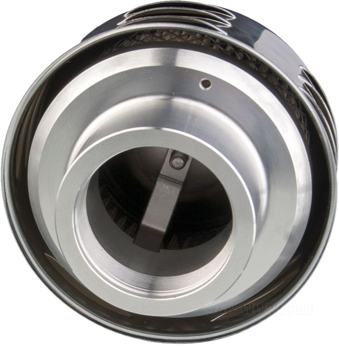 Filtro de aire »Hot Rod« de VIP - Vintage Iron Parts; para carburadores Dell’Orto 38mm/40mm; acero, cromado, rajado por los lados; fondo: 60 mm; Ø 120 mm; rosca: M52 x 1.25; peso bruto: 530 g