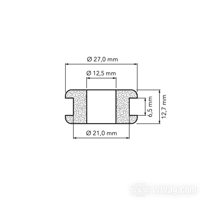 Manguito de goma; para soporte depósito gasolina y aceite; apropiado para Softail 1984→; goma; Ø externo: 21 mm; reemplaza OEM HD 11447; peso bruto: 4 g