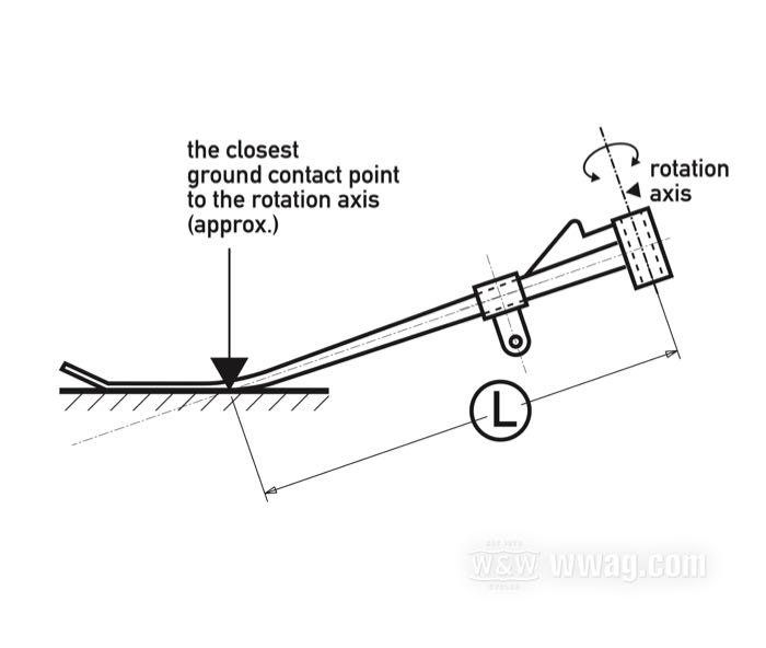 Jiffy stand leg; fits FXR/S/LR 1991-94; steel; Length according to drawing: 27 cm; replaces OEM HD 50031-91; gross weight: 930 g