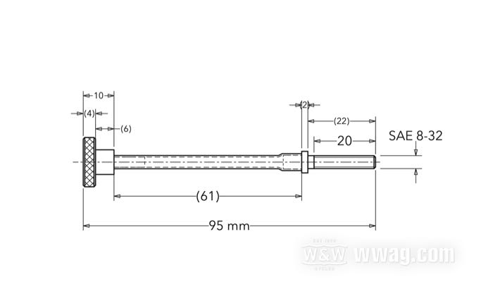 Leerlaufeinstellschraube von Bates; Edelstahl; Länge: 95 mm; für S&S Vergaser / für Bendix Vergaser; Gewinde: #8-32; Gewindelänge: 20 mm; Deutschland; Bruttogewicht: 20 g