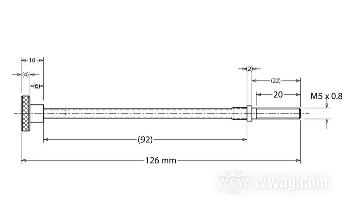 Leerlaufeinstellschraube von Bates; für Modelle 1976-1980; Edelstahl; Länge: 126 mm; für Keihin Drosselklappen-Vergaser ; Gewinde: M5; Gewindelänge: 20 mm; Deutschland; Bruttogewicht: 20 g