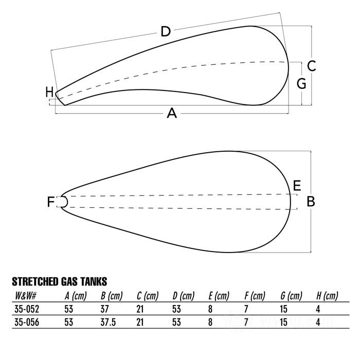 Depósito de gasolina; apropiado para Dyna Glide; acero, natural; volumen: 16 l; tapón necesario: screw-in 1983→; grifo de gasolina necesario: M22 x 1; peso bruto: 8.3 kg