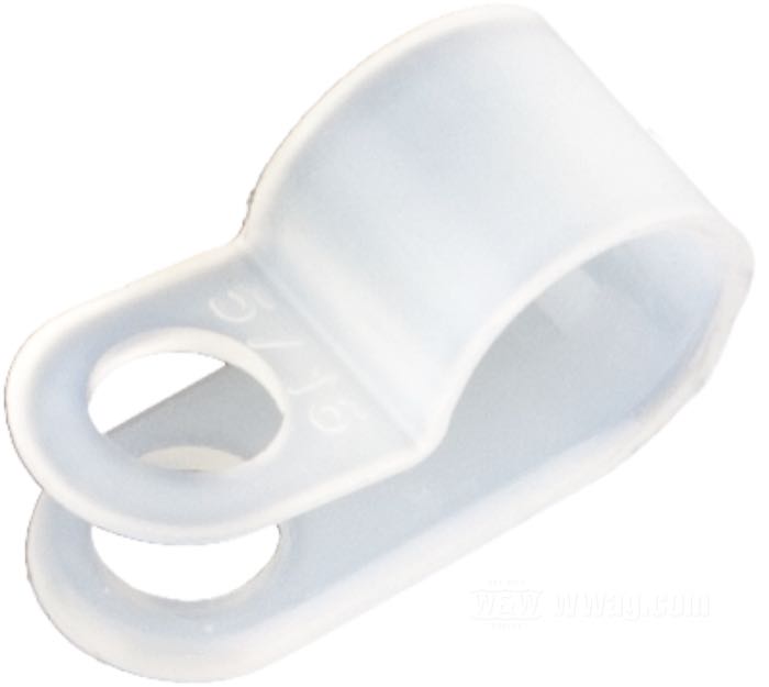 Clamp; for 8 mm Ø wire looms; plastic, white, mounting hole 5 mm; gross weight: 2 g