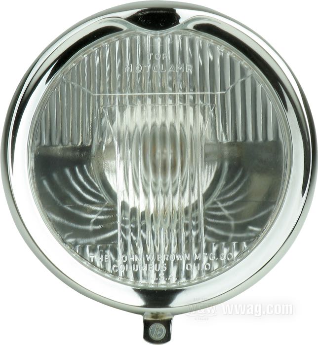 Faro completo »Motolamp« di The Cyclery; atto per modelli 1931-1934; acciaio, nero; profondità: 130 mm; Ø 184 mm; per parabola (Ø): 170 mm; tipo di lampadina: S2 / T4W; 6 V; 25/25 W; basetta: BA20d / BA9s; con lampadina 6 V; con inserto faro; senza blocchetto di montaggio; con dispositivo luce di posizione; rimpiazza OEM HD 4901-31; Europa; peso lordo: 1.17 kg