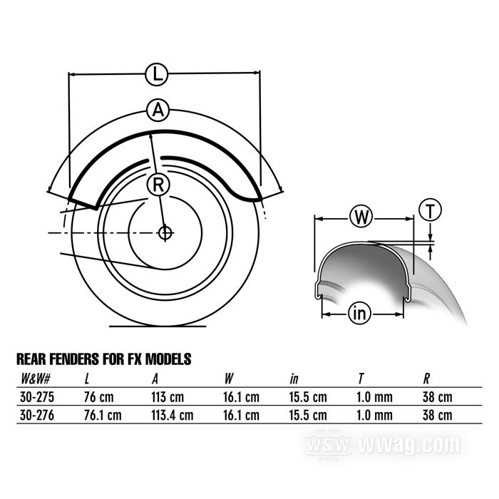 Rear fender; fits FX 1973-1985 (exc. FXWG); with taillight mount; sheet steel, bare; replaces OEM HD 59584-73A; gross weight: 2.92 kg