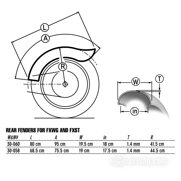 Rear fender »Fat Bob«; fits FXWG; steel, bare; replaces OEM HD 59904-84; gross weight: 2.5 kg