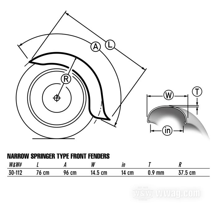 Guardabarros delantero »Springer Style«; para Horquilla hidraúlica; apropiado para FXST, FXSTC, Dyna Wide Glide y modelos FXWG de 4 velocidades 1980→; acero, natural; para neumático: 19”, 21 ”; peso bruto: 3 kg