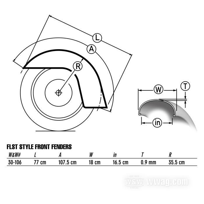 Garde-boue avant »FLST Style«; pour Fourche hydraulique; adaptable à FXWG, FXST/B/C/B 1980-2002, FXDWG 1993-1999; avec conversion de la roue 16”; acier, naturel; pour pneu: 16 ”; poids brut: 3.2 kg