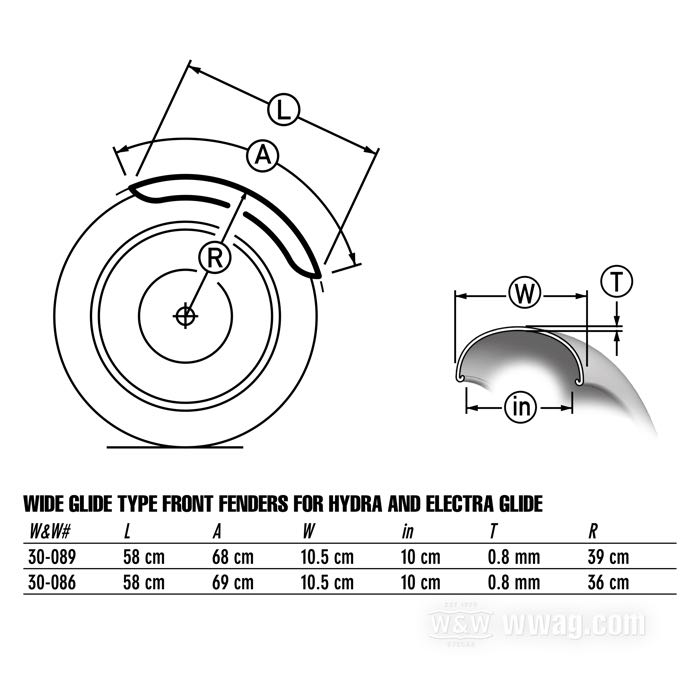 Garde-boue avant »Custom 18-21”«; adaptable à FLH 1949-1984; acier, naturel; poids brut: 1.3 kg
