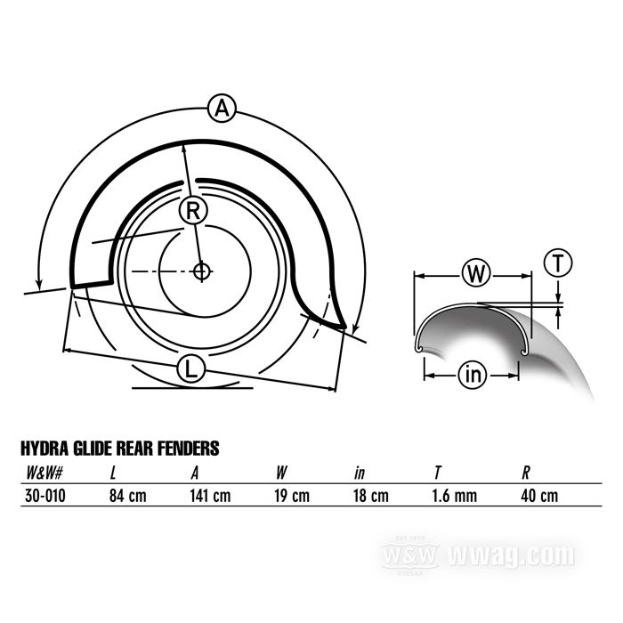 Garde-boue arrière »Hydra Glide«; acier, naturel; remplace OEM HD 3711-39, 59604-39 et 59604-55; poids brut: 6 kg