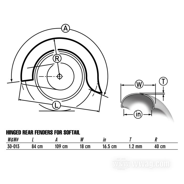 Parafango posteriore; atto per Softail 1986-1999; acciaio, naturale; rimpiazza OEM HD 59126-86; peso lordo: 3.84 kg