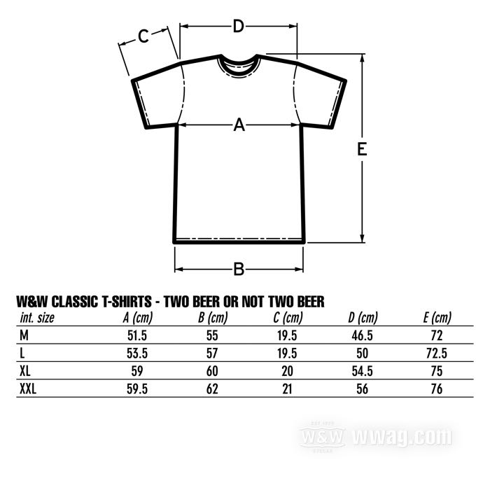 Camiseta »TWO BEER OR NOT TWO BEER« de W&W Cycles; algodón 180 g/m², negro; tamaño: L; hombres; manga corta; peso bruto: 179 g
