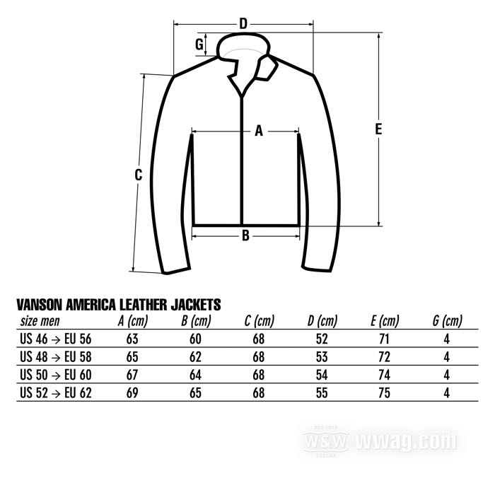 Leather jacket »America« by Vanson Leathers; cowhide; size men: US 50 → EU 60; USA; gross weight: 3.75 kg