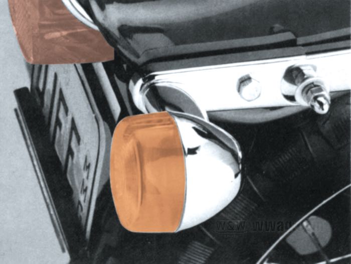Turn signals relocation kit; fits Wide Glide 1984-1999, Softail 1984-1999; metal, chrome-plated; replaces OEM HD 68548-87A; gross weight: 380 g