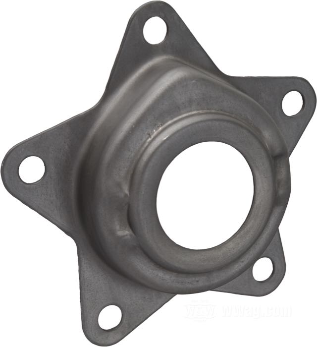 Cache; pour moyeu Star 1936-1966; tôle d'acier, parkerisé, sans trou pour raccord graisseur; remplace OEM HD 43566-35; poids brut: 48 g