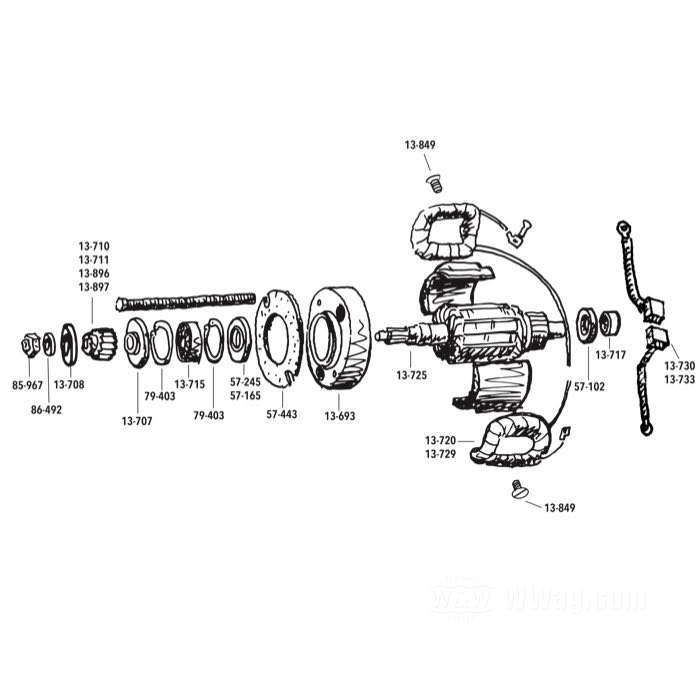 Pièces de rechange pour génératrices type 58 et 65A