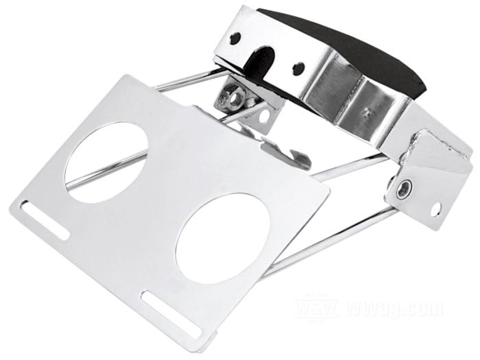 Support de feu arrière et de plaque; adaptable à FXWG et FXST 1980-1999; métal, chromé; largeur x hauteur: 212 x 126 mm; sans feu; remplace OEM HD 59993-80A; poids brut: 860 g