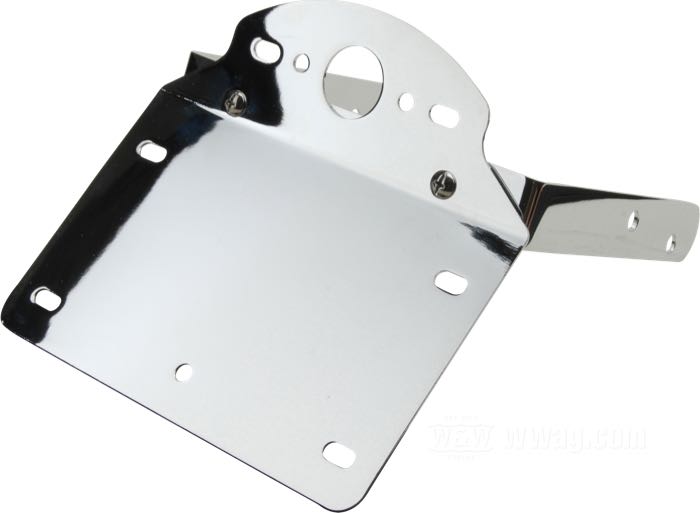 Support de feu arrière et de plaque; pour garde-boues FXWG originaux ou Fat Bob Custom; acier, chromé; largeur x hauteur: 180 x 110 mm; sans feu; poids brut: 580 g