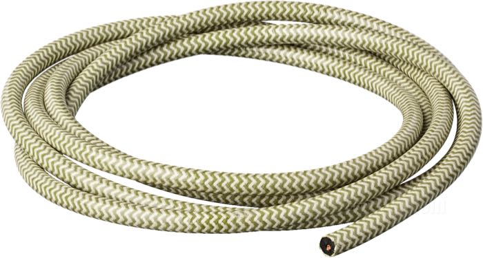 Câble d’allumage »Herringbone« de Reverb; cuivre / PVC / coton, vert olive brun / blanc; Ø 7 mm; noyau en cuivre; poids brut: 55 g