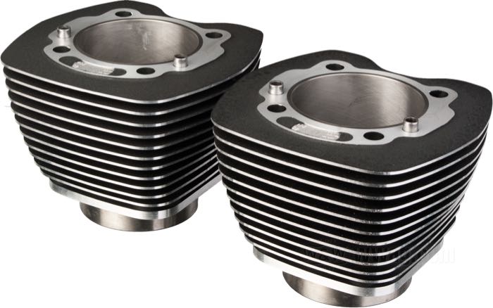 Pareja de cilindros »Screamin´Eagle Big Bore«; apropiado para Twin Cam 88; aluminio / aluminio fundido, negro; diámetro nominal: 3-7/8 ”; reemplaza OEM HD 16546-99; EE. UU.; peso bruto: 9.5 kg