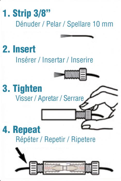 Connecteur droit »Posi-Lock« de Posi-Products; plastique / laiton; pour fils de: ~ 0.5 - 1.0 mm² (AWG 20-18); coupe du câble: 0.2-1.0 mm²; poids brut: 20 g