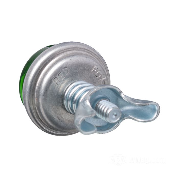 Reflector »Glo-Brite« by Red Fox; glass / steel / aluminum, green; length: 19 mm; Ø 25 mm; thread: #10-24; with wing nut and spring; USA; gross weight: 17 g