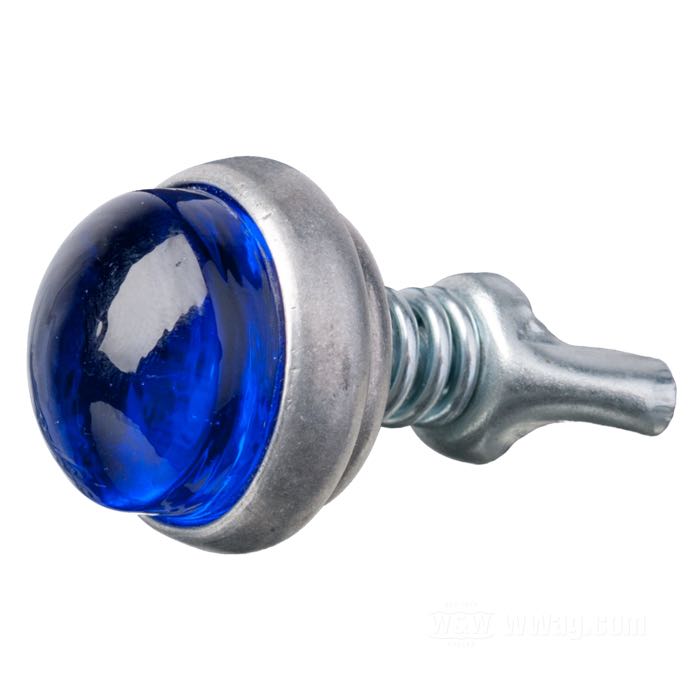 Reflector »Glo-Brite Smooth Back« by Red Fox; glass / steel / aluminum, blue; length: 19 mm; Ø 25 mm; thread: #10-24; with wing nut and spring; USA; gross weight: 23 g