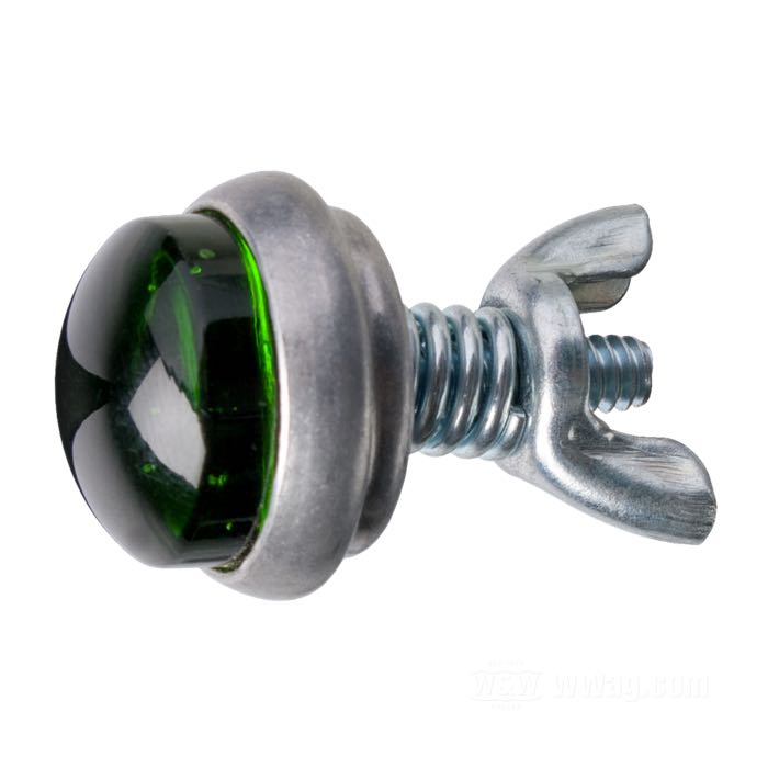 Reflector »Glo-Brite Smooth Back« by Red Fox; glass / steel / aluminum, green; length: 19 mm; Ø 25 mm; thread: #10-24; with wing nut and spring; USA; gross weight: 23 g