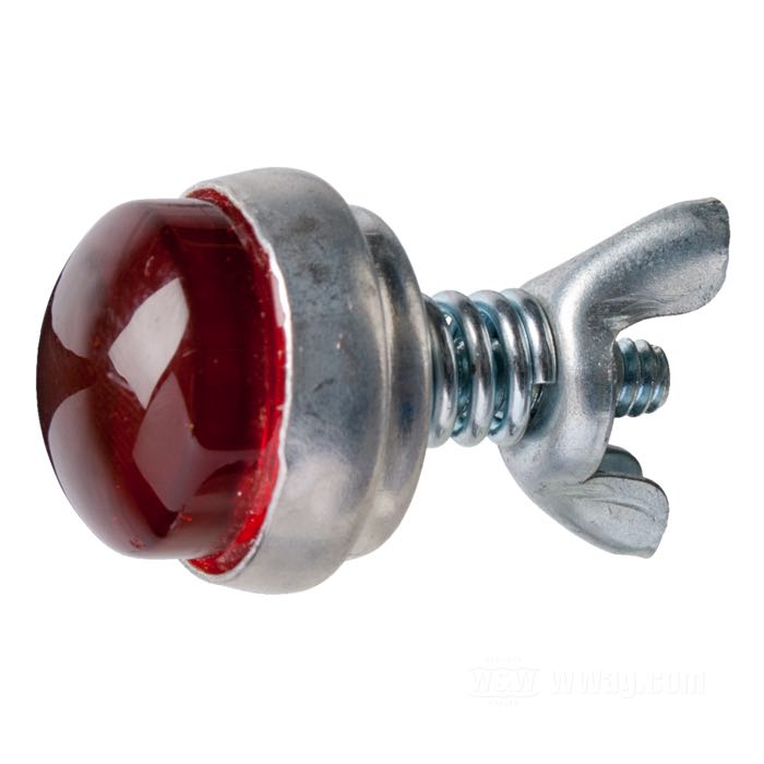 Reflector »Glo-Brite Smooth Back« by Red Fox; glass / steel / aluminum, red; length: 19 mm; Ø 25 mm; thread: #10-24; with wing nut and spring; USA; gross weight: 25 g