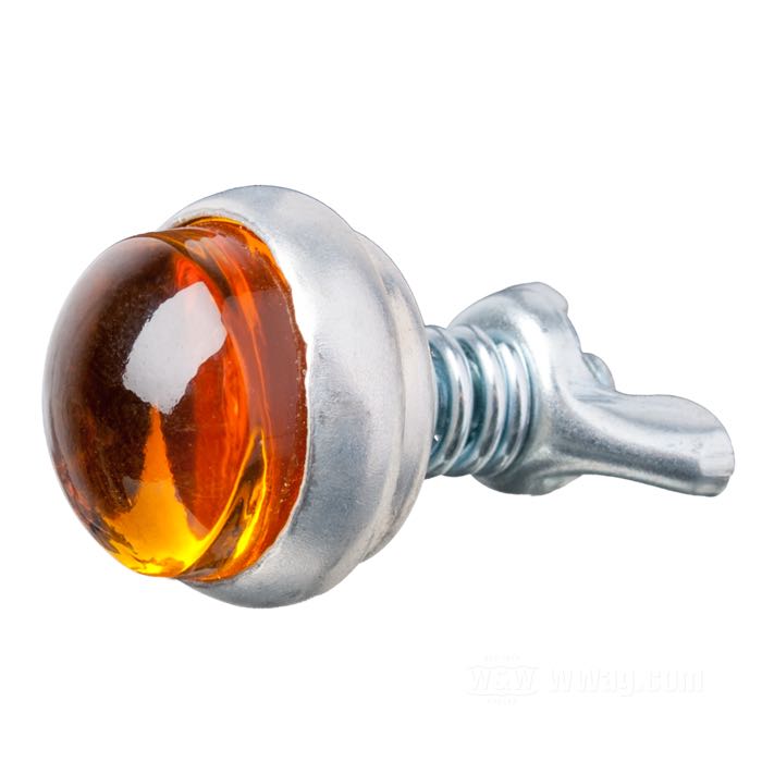 Captafaro »Glo-Brite Smooth Back« de Red Fox; cristal / acero / aluminio, ámbar; largo: 19 mm; Ø 25 mm; rosca: #10-24; con tuerca mariposa y resorte; EE. UU.; peso bruto: 24 g