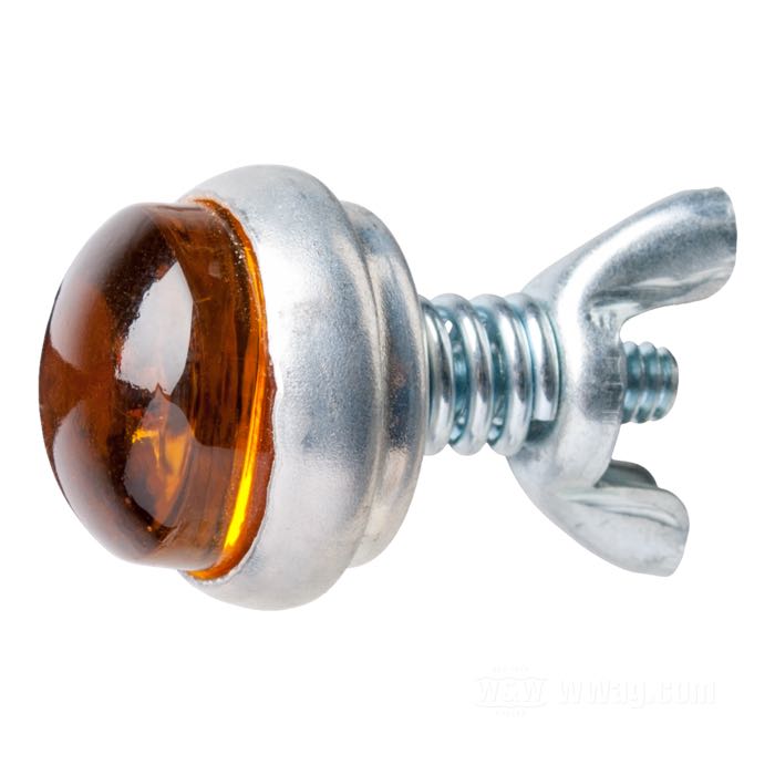 Captafaro »Glo-Brite Smooth Back« de Red Fox; cristal / acero / aluminio, ámbar; largo: 19 mm; Ø 25 mm; rosca: #10-24; con tuerca mariposa y resorte; EE. UU.; peso bruto: 24 g