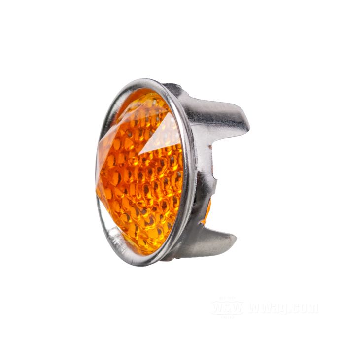 Reflector »Prism Cut« by Red Fox; with prongs; aluminum / glass, amber; Ø 24.5 mm; USA; gross weight: 9 g