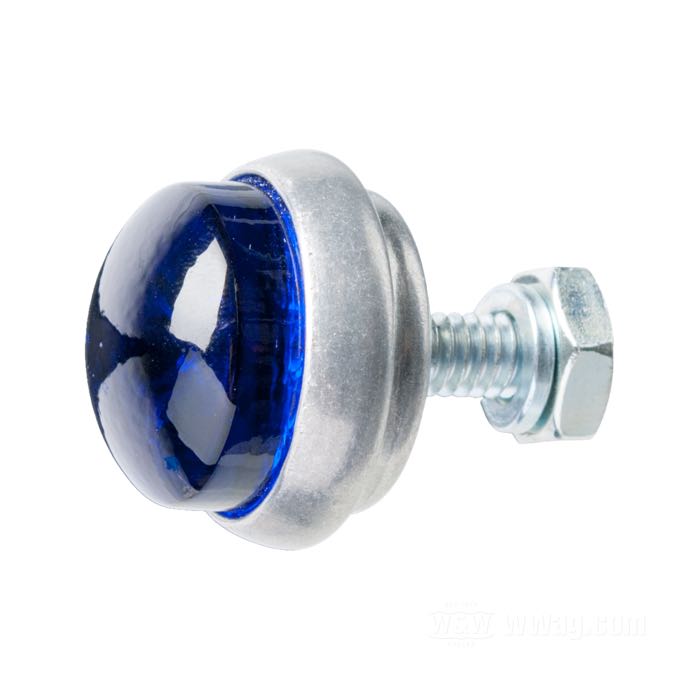 Reflector »Glo-Brite Saddlebag« by Red Fox; glass / steel / aluminum, dark blue; length: 22.5 mm; Ø 25 mm; thread: #12-24; with nut and lockwasher; USA; gross weight: 18 g