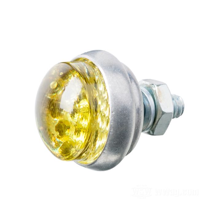Reflector »Glo-Brite Saddlebag« by Red Fox; glass / steel / aluminum, yellow; length: 22.5 mm; Ø 25 mm; thread: #12-24; with nut and lockwasher; USA; gross weight: 19 g
