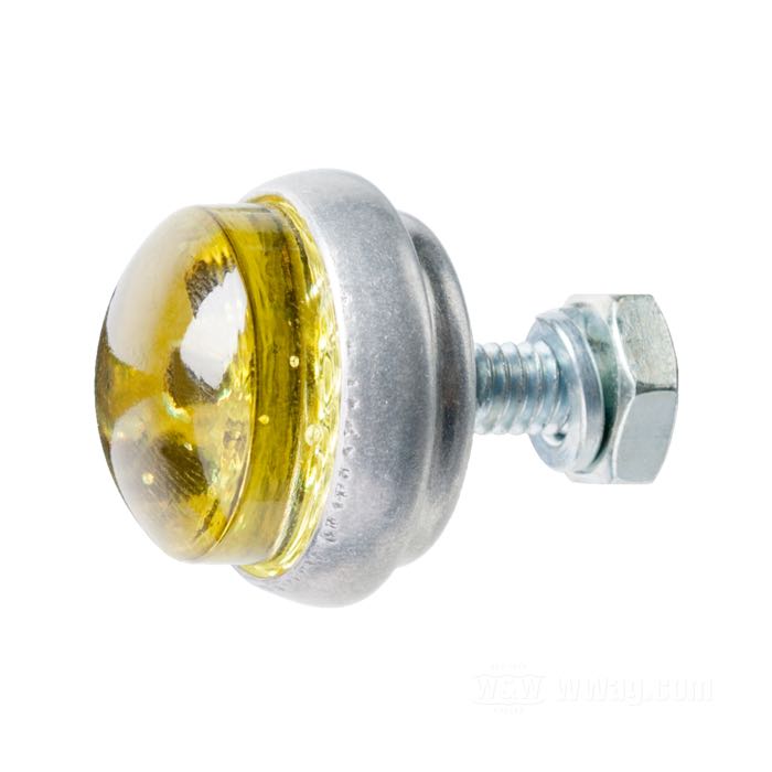 Reflector »Glo-Brite Saddlebag« by Red Fox; glass / steel / aluminum, yellow; length: 22.5 mm; Ø 25 mm; thread: #12-24; with nut and lockwasher; USA; gross weight: 19 g