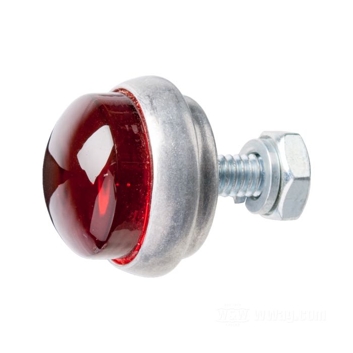 Reflector »Glo-Brite Saddlebag Original Style« by Red Fox; glass / steel / aluminum, red; length: 18 mm; Ø 25 mm; thread: #12-24; with nut and lockwasher; USA; gross weight: 20 g