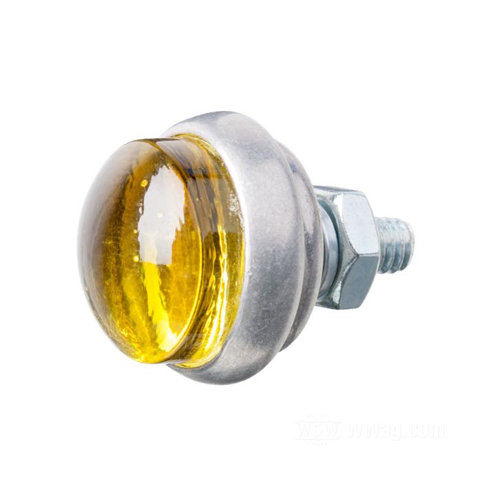 Reflector »Glo-Brite Saddlebag Original Style« by Red Fox; glass / steel / aluminum, yellow; length: 18 mm; Ø 25 mm; thread: #12-24; with nut and lockwasher; USA; gross weight: 19 g