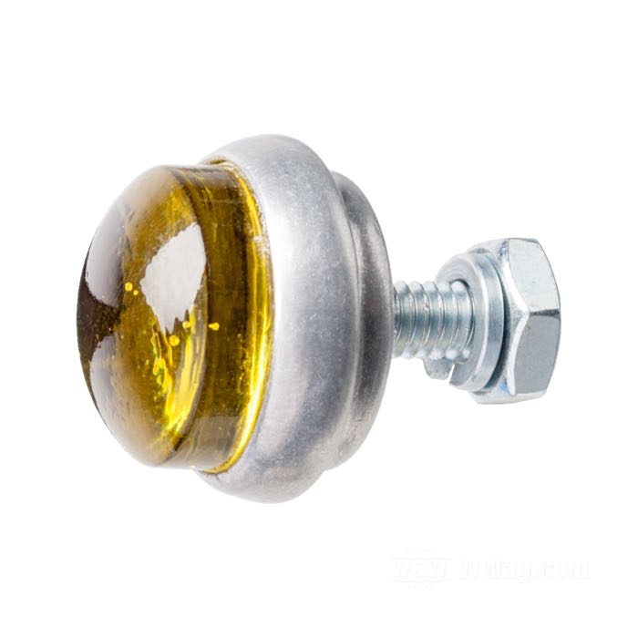 Reflector »Glo-Brite Saddlebag Original Style« by Red Fox; glass / steel / aluminum, yellow; length: 18 mm; Ø 25 mm; thread: #12-24; with nut and lockwasher; USA; gross weight: 19 g
