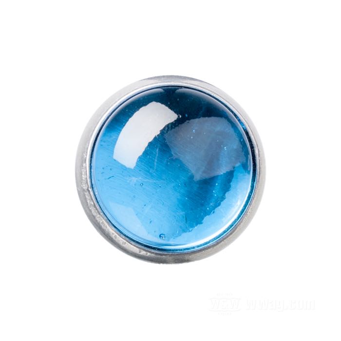 Reflector »Glo-Brite Saddlebag Original Style« by Red Fox; glass / steel / aluminum, light blue; length: 18 mm; Ø 25 mm; thread: #12-24; with nut and lockwasher; USA; gross weight: 19 g